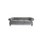 Hanel Mobilya Bitmore Chesterfield Gri Kadife Kumaş Chester Kanepe