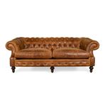 Hanel Mobilya Bitmore Chesterfield Kahve Suni Deri Chester Kanepe