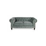 Hanel Mobilya Klasik Chesterfield Gri Kadife 2 Kişilik Chester Kanepe