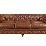 Hanel Mobilya Klasik Chesterfield Kahve Suni Deri Chester Kanepe