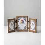 Hanem Çerçeve Mdf Ahşap 3'lü Menteşeli Fotoğraf Çerçevesi & Yanlar 10X15 Ortası 15X21 - Gri