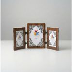 Hanem Çerçeve Mdf Ahşap 3'lü Menteşeli Fotoğraf Çerçevesi & Yanlar 10X15 Ortası 15X21 - Kahverengi