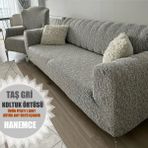 Hanemce Jakarli 3kişilik Koltuk Örtüsü , Çekyat Kanepe Kılıfı Taş Gri (Ürün Içeriği 1ADET) - Açık Pembe - 100 x 110 cm