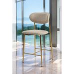 Hanev Serisi 1 Adet 75 Cm Krem Ada Mutfak Bar Sandalyesi Gold Kaplama Metal Ayak PRA-11881648-720669