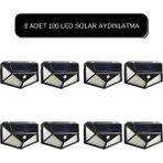 Hangast 100 Ledli Solar Güneş Enerjili Hareket Sensörlü Bahçe Garaj Ev Aydınlatma Lambası 8 Adet