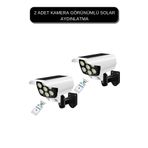 HANGAST Solar Güneş Enerjili Hareket Sensörlü Güvenlik Kamera Görünümlü 77 Led Aydınlatma 2adet