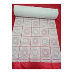 HANK TİCARET 1 Metre Beyaz Gül Desen Dantel PVC Buzdolabı Raf ve Çekmece Örtüsü Kaymaz Kare Kare 1 Metre x 50 cm