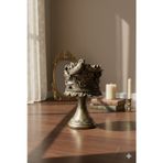 Hanlar Home Dekoratif Polyester Kuşlu Ayaklı Şamdan Mumluk Gold Eskitme 23X11X10 cm