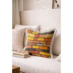 Hanna Home Dekoratif Yastık Kılıfı Kırlent Kılıfı Renkli Tuğla Desenli Kırlent Kılıfı Yatak Odası Dekoru 43X43 cm - Çok Renkli - 43 x 43 cm