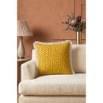 Hanna Home Saçaklı Kırlent Kılıfı Hardal Sarı Geometrik Sarı Kırlent Kılıfı Kanepe Dekorasyonu 43X43 cm - 43 x 43 cm