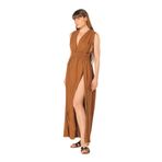 HANNA%100 Pamuk Örgü Detaylı Elbise (Standart, Kızıl Kahve, M/L)