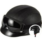 Hannah Peach Elektrikli Araç Motosiklet Retro Kask Harley Pu Kemer Gözlük Eşarp Erkekler ve Kadınlar Sürme Güneşlik Dört Mevsim Güvenlik Koruması Yarım Kask (Yurt Dışından) - Beyaz - Kırmızı - Siyah