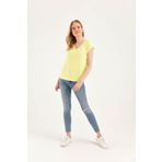Hanna's by Hanna Darsa Kadın Sarı Kısa Kollu V Yakalı Şifon Bluz