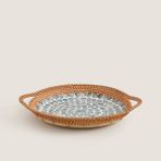 Hanoi Capiz Dekoratif Kase 35 cm Beyaz/açık Mavi