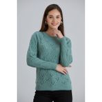 Hanope Kadın Ajurlu Desenli Triko Örme Kazak - XL - Mint