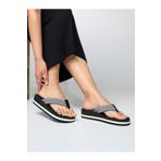 HANOX Ekose Siyah Dolgu Topuk Kadın Parmak Arası Plaj Terlik Flip Flops (4.2) Cm