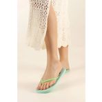 HANOX Kadın Rahat Yeşil Baskılı Parmak Arası Plaj Terliği Flipflops