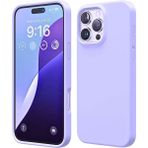 HANPORIUM Apple iPhone 14 Pro Uyumlu Silikon Kılıf - Pastel Renk Tonu Esnek Tam Koruma Kapak - Lila
