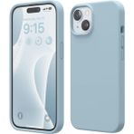 HANPORIUM Apple iPhone 15 Plus Uyumlu Silikon Kılıf - Pastel Renk Tonu Esnek Tam Koruma Kapak - Mavi