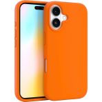 HANPORIUM Apple iPhone 16 Plus Uyumlu Silikon Kılıf - Pastel Renk Tonu Esnek Tam Koruma Kapak - Turuncu