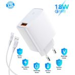 HANPORIUM Huawei Nova Uyumlu 18W 3.4A Type-C Ultra Hızlı Şarj Cihazı / Şarj Aleti Seti (Adaptör+Kablo) - İthalatçı Garantili - Beyaz