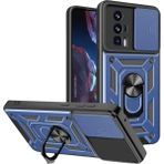HANPORIUM Poco F5 Pro Uyumlu Tank Kılıf - Yüzüklü Standlı Extra Darbe Koruma Zırhlı Outdoor Kapak - Lacivert