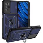 HANPORIUM Poco X3 Gt Uyumlu Tank Kılıf - Yüzüklü Standlı Extra Darbe Koruma Zırhlı Outdoor Kapak - Lacivert