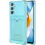 HANPORIUM Samsung Galaxy A25 Kılıf Darbe Emici Köşe Korumalı Kartlıklı Cüzdanlı Silikon Kapak - Mavi