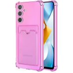 HANPORIUM Samsung Galaxy A25 Kılıf Darbe Emici Köşe Korumalı Kartlıklı Cüzdanlı Silikon Kapak - Pembe
