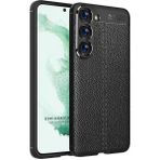 HANPORIUM Samsung Galaxy S23 Plus 5G Uyumlu Deri Desenli Silikon Kılıf - Extra Darbe Emici Kamera Korumalı Kapak - Siyah