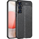 HANPORIUM Samsung Galaxy S24 Plus 5G Uyumlu Deri Desenli Silikon Kılıf - Extra Darbe Emici Kamera Korumalı Kapak - Siyah
