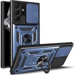 HANPORIUM Samsung Galaxy S24 Ultra Uyumlu Tank Kılıf Yüzüklü Standlı Extra Darbe Koruma Zırhlı Outdoor Kapak - Lacivert