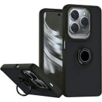HANPORIUM Tecno Spark 20 Pro Kılıf Yüzüklü Standlı Extra Darbe Emici Sert Silikon Kapak - Siyah