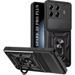 HANPORIUM Tecno Spark 20 Pro Plus Uyumlu Tank Kılıf Yüzüklü Standlı Extra Darbe Koruma Zırhlı Outdoor Kapak - Siyah