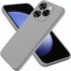 HANPORIUM Tecno Spark 20 Pro Uyumlu Silikon Kılıf - Kamera Korumalı Esnek Pastel Renk Kapak - Gri
