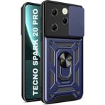 HANPORIUM Tecno Spark 20 Pro Uyumlu Tank Kılıf Yüzüklü Standlı Extra Darbe Koruma Zırhlı Outdoor Kapak - Lacivert