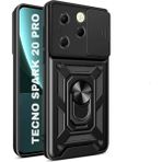HANPORIUM Tecno Spark 20 Pro Uyumlu Tank Kılıf Yüzüklü Standlı Extra Darbe Koruma Zırhlı Outdoor Kapak - Siyah