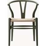 Hans J. Wegner CH24 Wishbone Sandalye - Açık Mavi El Örgüsü Oturak - Naturel - Yeşil