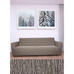 Hansaray 3 Kişilik Jakarlı Düz Desen Lastikli Koltuk Kılıfı Çekyat Koltuk Örtüsü Streç Esnek Kanepe Kılıfı - 180 x 230 cm - Kahverengi
