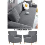 Hansaray Hometuğla Desen Koltuk Örtüsü Lastikli Kayma Yapmayan 3 3 1 1 Takım Çekyat Kanepe Kılıfı - 180 x 230 cm - Antrasit