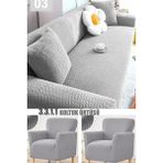 Hansaray Hometuğla Desen Koltuk Örtüsü Lastikli Kayma Yapmayan 3 3 1 1 Takım Çekyat Kanepe Kılıfı - 180 x 230 cm - Gri