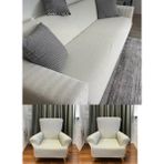 Hansaray Jakarlı Düz Desen 3 3 1 1 Lastikli Koltuk Örtüsü Takımı Kanepe Çekyat Örtüsü Koltuk Kılıfı - 180 x 230 cm - Krem