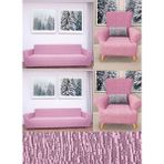 Hansaray Jakarlı Düz Desen 3 3 1 1 Lastikli Koltuk Örtüsü Takımı Kanepe Çekyat Örtüsü Koltuk Kılıfı - 180 x 230 cm - Pembe
