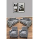 Hansarayhome Kadife Lastikli 3 3 1 1 Koltuk Örtüsü Takımı| Kanepe Kılıfı| Çekyat Örtüsü Kılıfı - 180 x 230 cm - Koyu Gri
