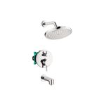 hansgrohe Croma Komple Duş ve Küvet Sistemi Duş Seti Modern 1-Sprey Kolay Kontrol, Krom, Kaba ve Duş Vanası Dahil 2 GPM, 04908000