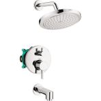 Hansgrohe Croma Komple Duş ve Küvet Sistemi Duş Seti Modern 1-Sprey Kolay Kontrol, Krom, Kaba ve Duş