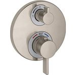 hansgrohe Ecostat S Modern Minimalist Hacim ve Otomatik Sıcaklık Kontrolü 2 Saplı 15,24 cm Genişliğinde Termostatik Duş Pervazı, Fırçalanmış Nikel Yönlendiricili Kaba Valf için, 15758821