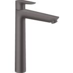 hansgrohe Musluk Talis E (yüksek çıkışlı su tasarruflu armatür 240 mm, çekme çubuğu gider), fırçalanmış siyah krom