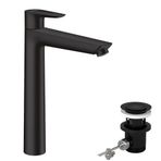 hansgrohe Musluk Talis E (yüksek çıkışlı su tasarruflu armatür 240 mm, çekme çubuğu - gider), mat siyah