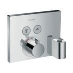 Hansgrohe ShowerSelect Termostat ankastre montaj, 2 çıkış için hortum bağlantısı ve duş askısı ile Krom